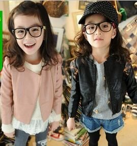 New arrive Autumn fashion PU  jacket, blouses, outwear, baby suit, baby cost 3#QY2069