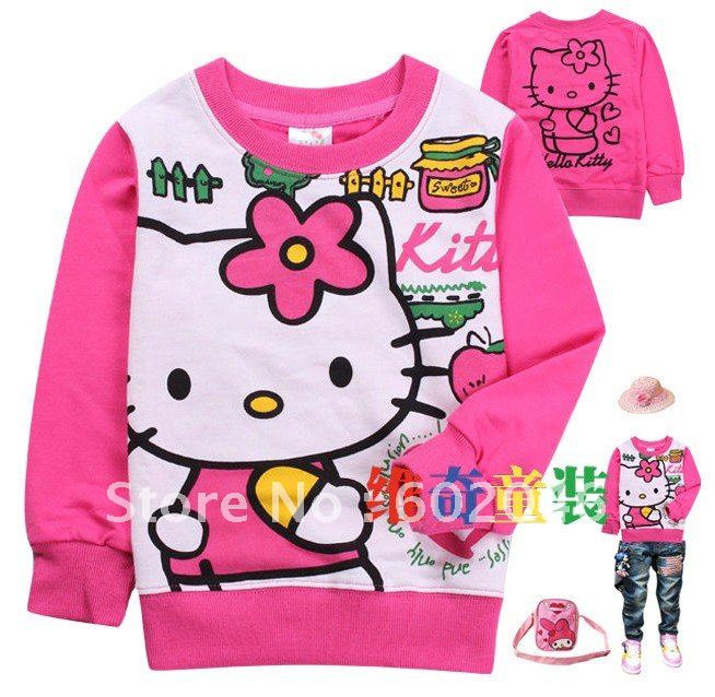 New arrive!cartoon hello kitty children's wear cotton sweater,girls T shirt, long sleeve T-shirt free shipping