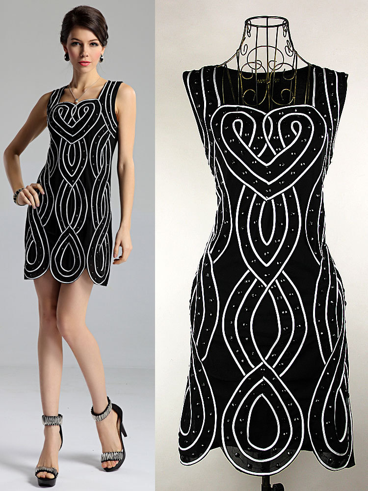New Arrive Fasion Western Lady Women's Exquisite Stripe Dress, Summer Wear Sleeveless Evening Clubwear Dress Free Shipping