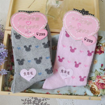 New arrive!Free shipping 2012 sweet 5colors socks thickening thermal rabbit wool warmer women socks#7845