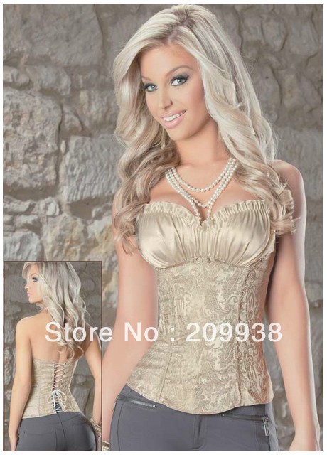 New arrive!!free shipping Creamy Lvory  sexy Corset,Renaissance Satin Lacing body shape Cheaper price SR5242