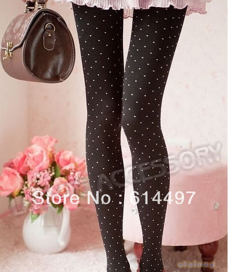 New Arrive ! Hot Sale 1pcs Ladies' Sexy Dots Black Opaque Pantyhose Stocking Bamboo Fiber Leggings Tights 650850