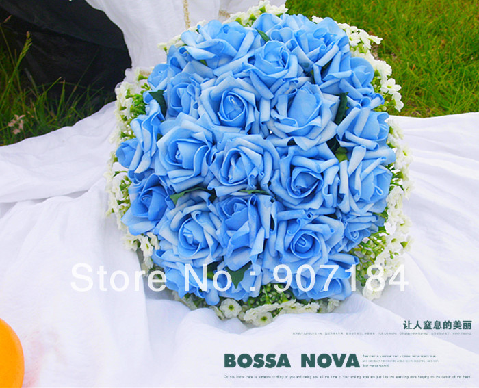 New Arriveal Blue Color Wedding Bouquet Free Shipping