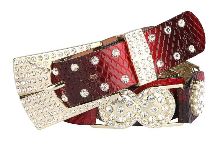New Arrived !!! Last Fashion Charm Beautiful Daimond PU Add Genuine Leather Belts for wemen with Free shipping