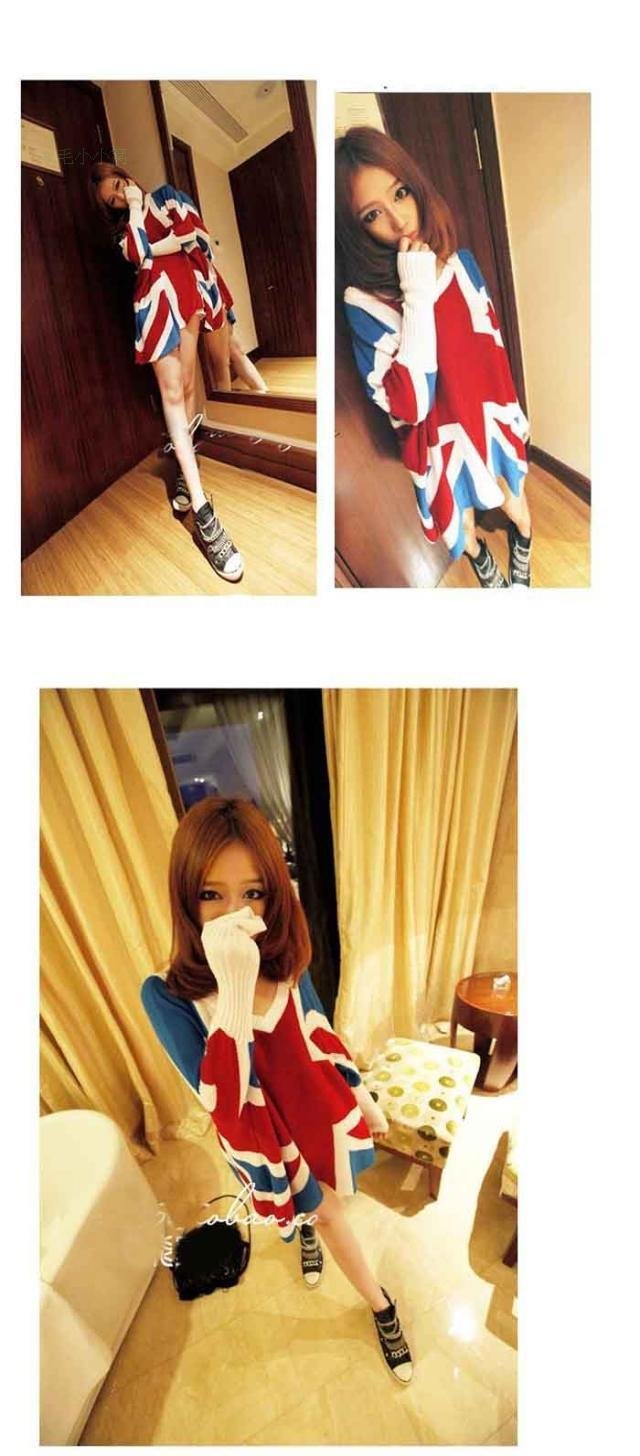 NEW ARRVIAL Plus Size UK Flag shirts / Fashion Batwing coats/V-Neck Long sleeve loose coats  for women 2012free shippping