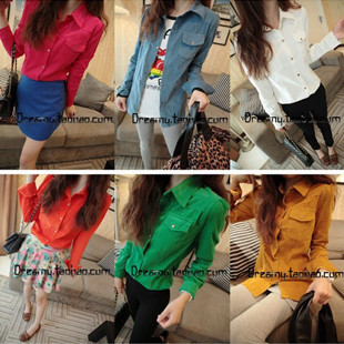 New autumn and winter shirts unique corduroy shirt female