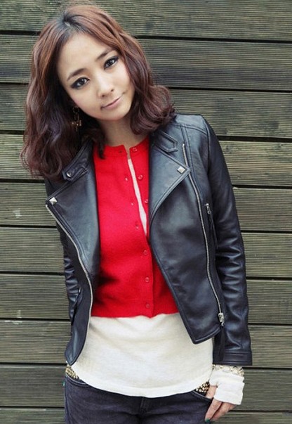 New Autumn Korean Cultivate PU Women Coat