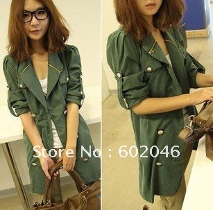 New autumn outfit han2 ban3 dress uniform feeling metal feeling zipper cultivate one's morality double breasted coat