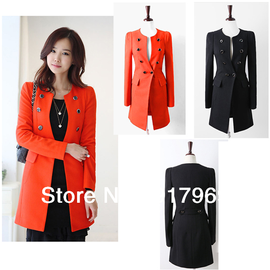 New Autumn Women Lady Stylish Slim Casual Look Windbreak Double Fastener Coat 2 Colors