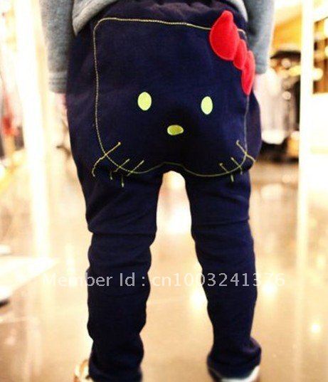 new baby jeans girl's Jeans Girl' Pants cotton Feet Pants bow flower hello kitty baby pants