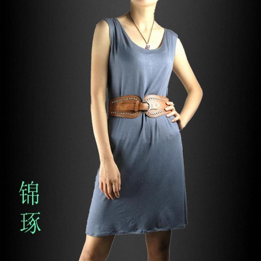 New Basic shirt sweater sleeveless tank dress grey all-match clothing Free shipping