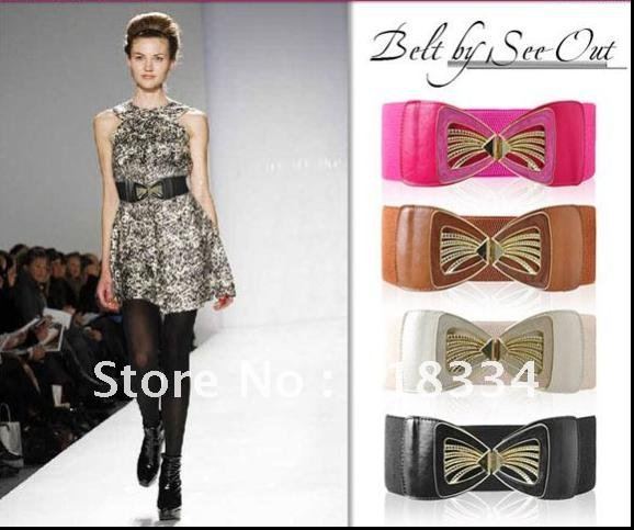 New beautiful butterfly tie leather belt Fashion Classic waist belt elastic belt 6pcs/lot Free Shipping