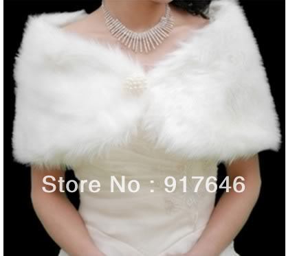 New Beautiful Ivory Faux Fur Stole Beading Wedding Shawls Wraps Shrug Bolero Jacket Bridal Prom