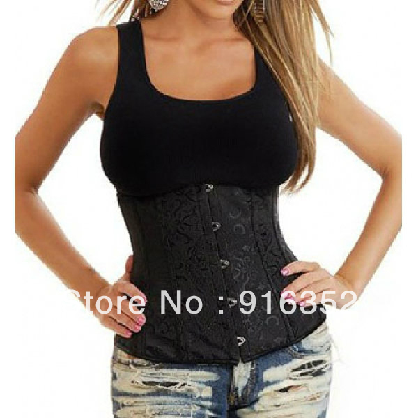 NEW Black Sexy Lace up Boned Underbust Waist Cincher Corset Bustier TOP S-2XL