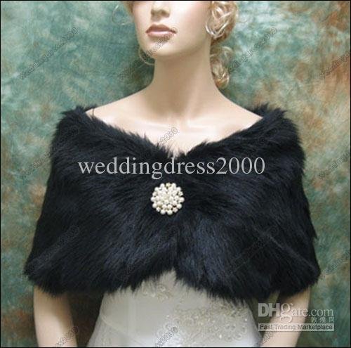 New Black Warmer Faux Fur Winter Formal Dresses/Party Shawl Wedding Bridal Warp Cape In Fashion Hot