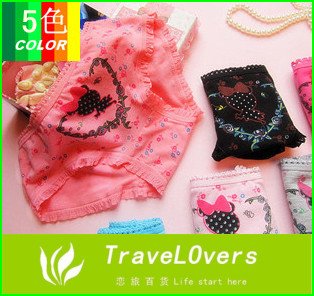 New Cartoon Lace Printed Underwear Shorts Woman's Cotton Briefs Elegant  Mix Order