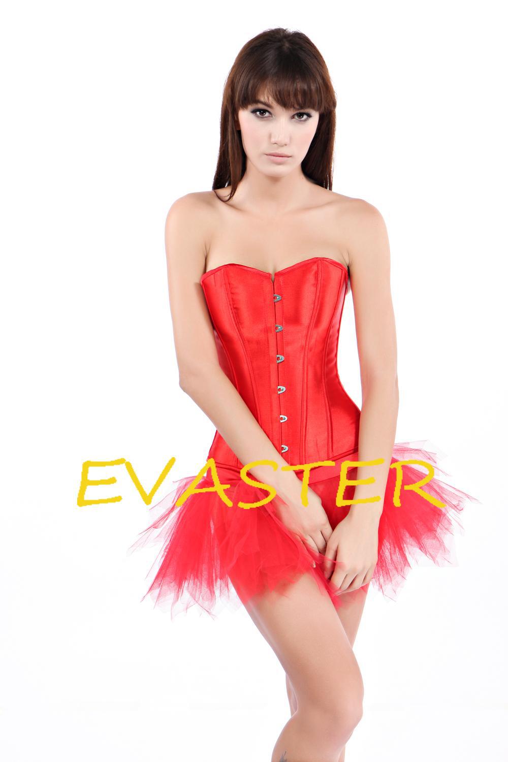 new charming Strapless Red Corset & Pettiskirt woman sexy bustier dress