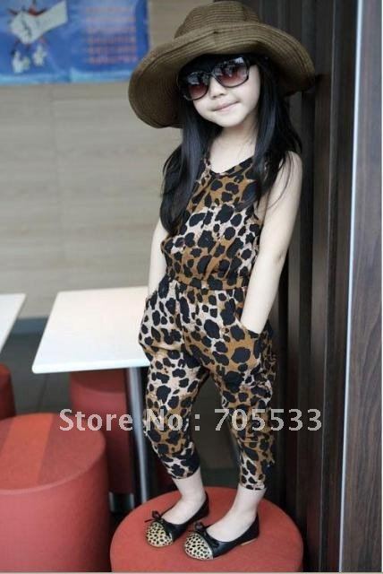 NEW Children clothing Children wear kids garment girl suit  baby girls jumpsuits Leopard Overalls fashion bibpants modeling