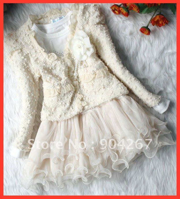 new Children Kids Outerwear Wear In Two Colors Of Lace Dress Coats For Girl Clothing Free Shipping