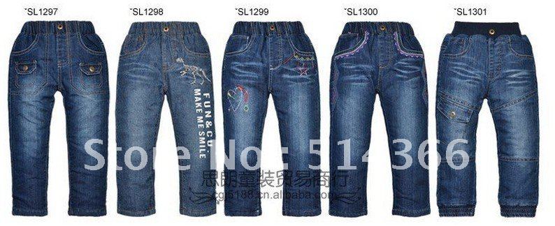 new children's clothing brand, thickening lamb flocking children jeans wholesale (for 90-120-CM 5 PCS/Lot)
