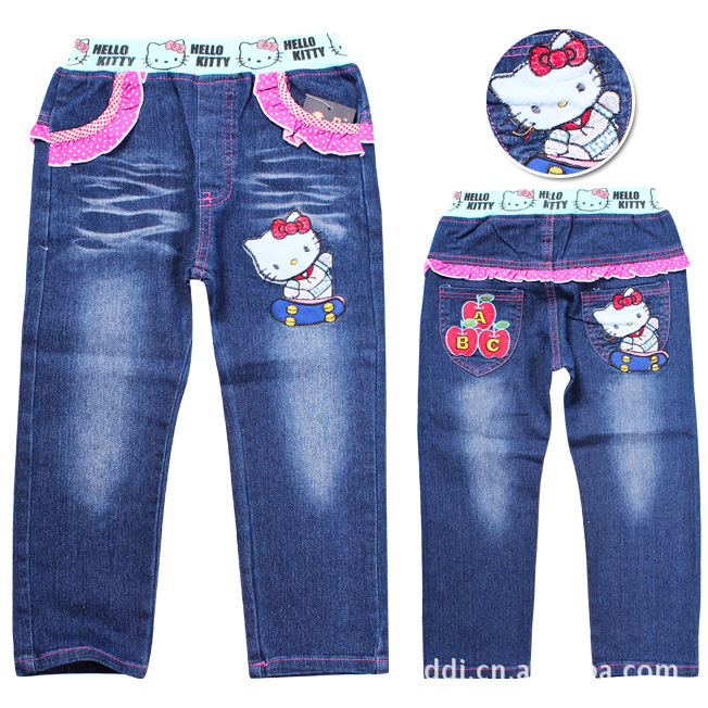 NEW children's jeans(5pcs/1lot)kids pants cartoon clothing girls jeans hello kitty children's clothing free shipping