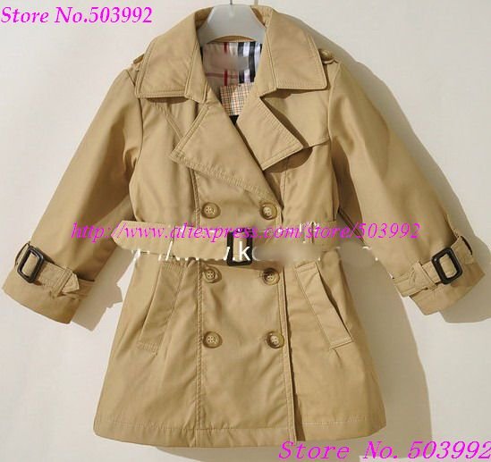 New children's khaki red and beige 3 color trench coat,beautiful girl's long sleeve Outerwear,kids fashion Overcoat