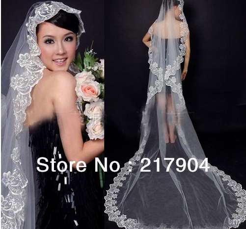New Classy 3m Paragraph trailing wedding veil lace side wedding veil best gift for bride hair Accessories