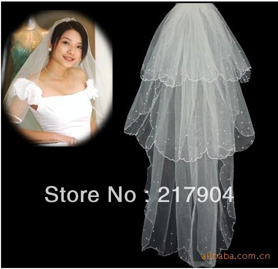 New Classy Three-Layer pearl Bridal Veils Tulle best gift for bride fashion wedding hair Accessories