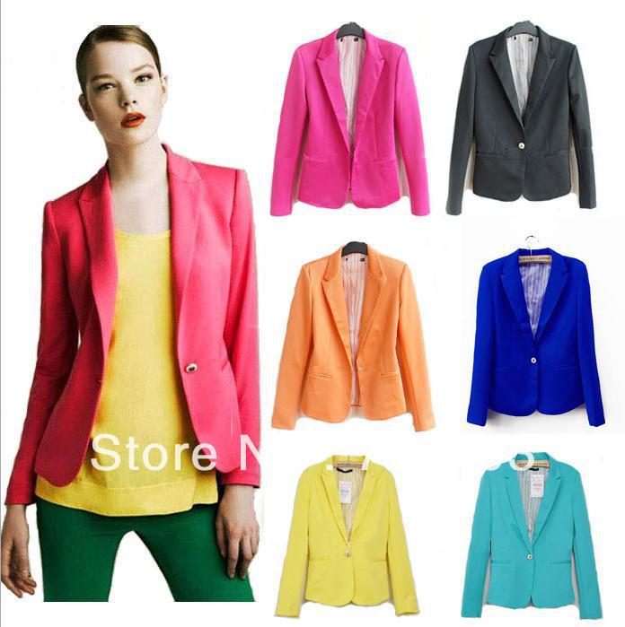 New Collection Stylish Womens One Button Tunic Foldable Sleeve Blazer Jacket-BZ