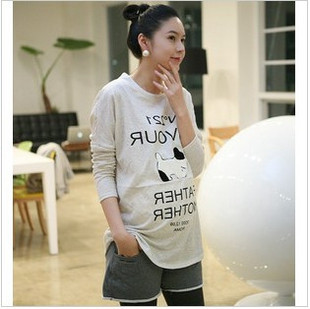 new comfortable woman Maternity clothing maternity t-shirt long-sleeve maternity top cartoon puppy t-shirt