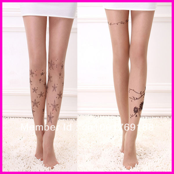 new design 20 denier sexy tattoo print sheer pantyhose/tights free shipping