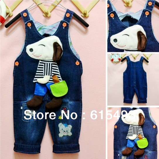 New Design! ! ! 2013 Snoopy Boys / Girls Denim Overalls Baby Trousers Jeans Baby Spring and Autumn Wear Pants K199