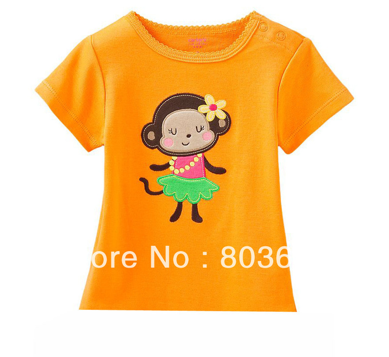 New design children orange t-shirt /hot sell baby short sleeve monkey girl tshirt/ new style kid tshirt  ST-027