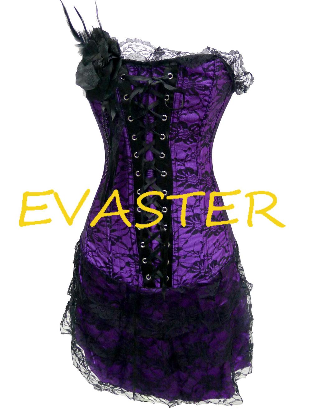 New design Deluxe Lace dress purple sexy corset bustier