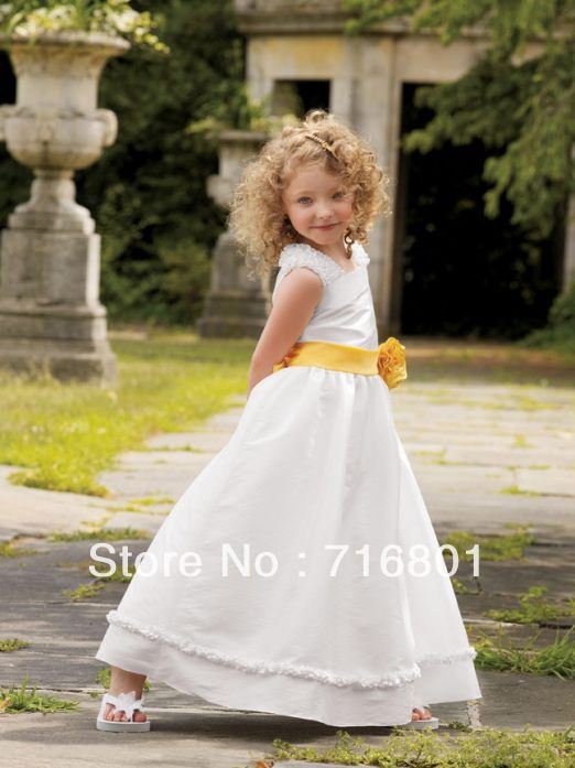 New Design Sleeveless Straps Cascading Ruffles Flower Girl Dress ONID158S