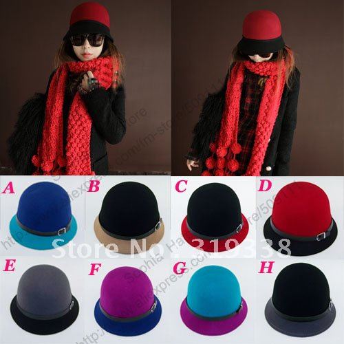 New design Women's Wool Bowler hats Dome cap 100% wool cap Lady multicolor brand new caps Ladies fedora hats 8color MZ516