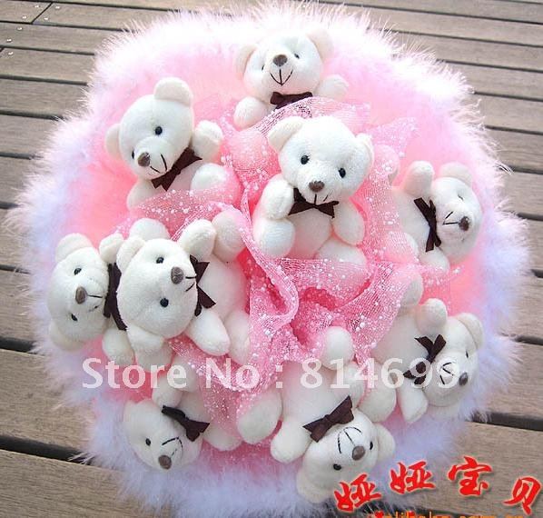 New Designs artificial bouquet 9 tactic bears cartoon bouquet Christmas Gift For Mother fake bouquet Free shipping X590