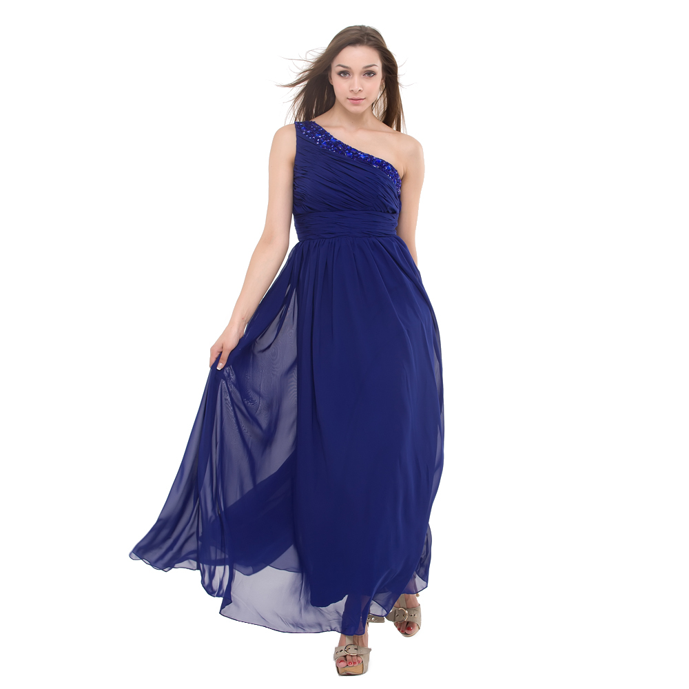 NEW Elegant Blue One Shoulder Formal Evening Party Prom Gowns Dress LF088