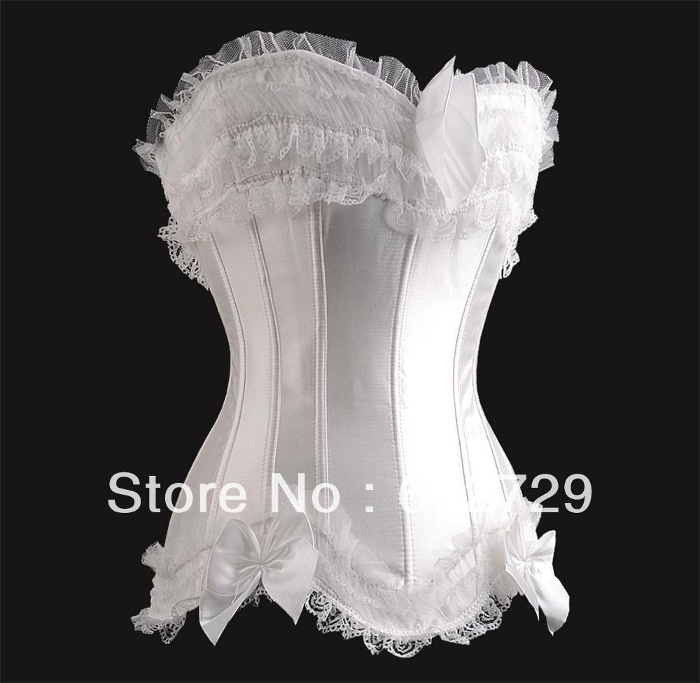NEW Elegant White lace up bride corset with bow detail in front corset busiter S-2XL