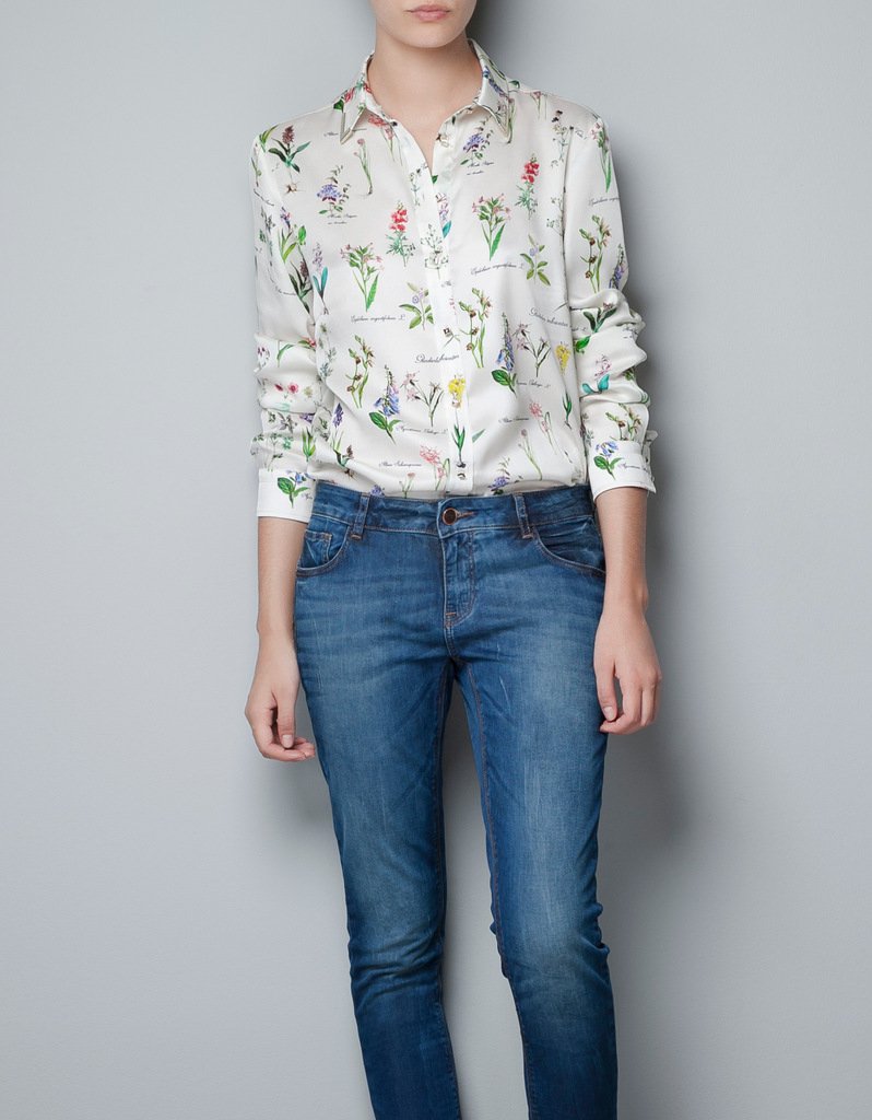 NEW, EUR style big flower printed long sleeve chiffon ladies blouse shirt