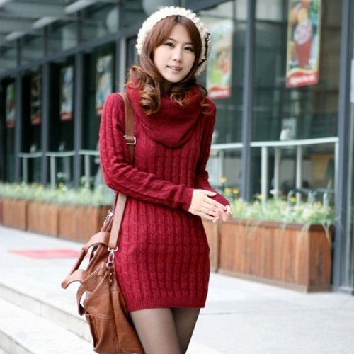 NEW excellent qaulity, elegant fashion sweet womens long ladies pullover sweater with scarf