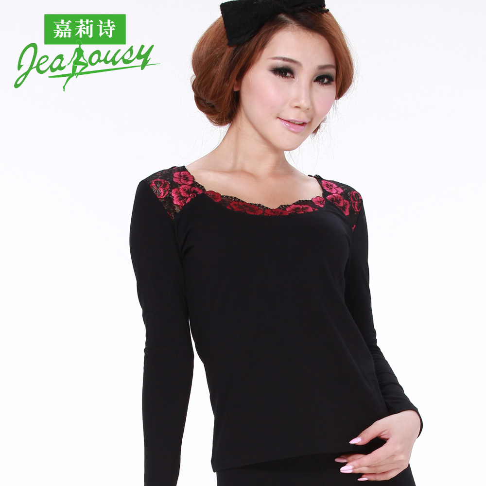 New fashion 2013 3080221s 100% cotton diamond flower basic thermal underwear Free shipping