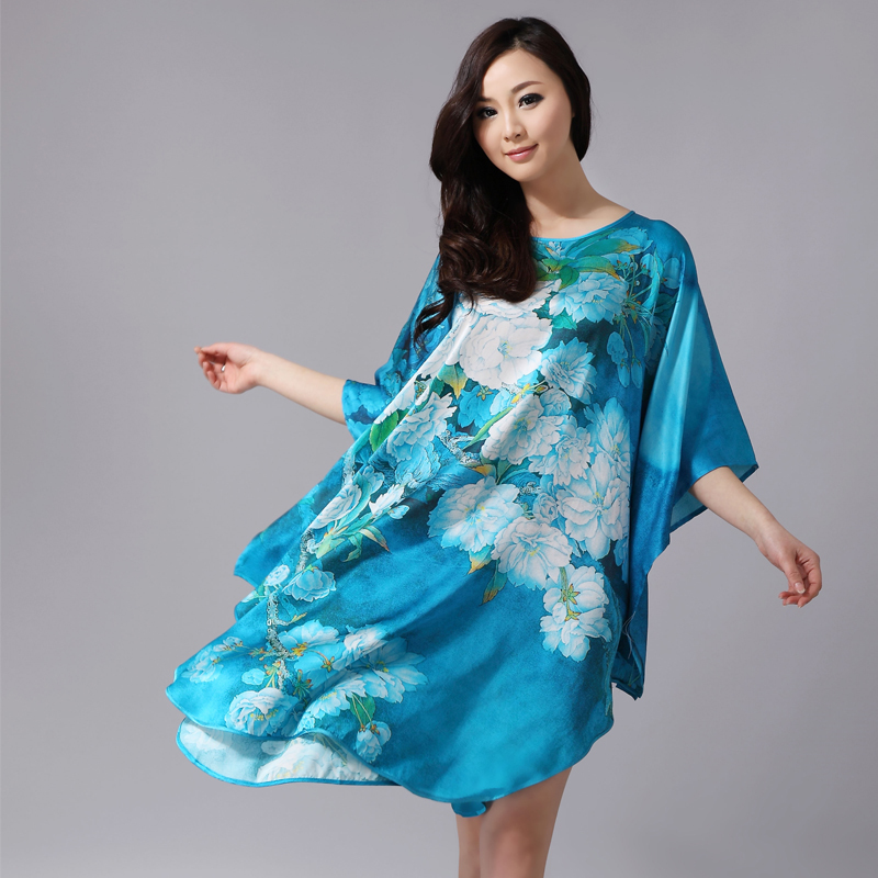 New Fashion 2013 mulberry silk batwing shirt sleepwear lounge 0004 Free shipping