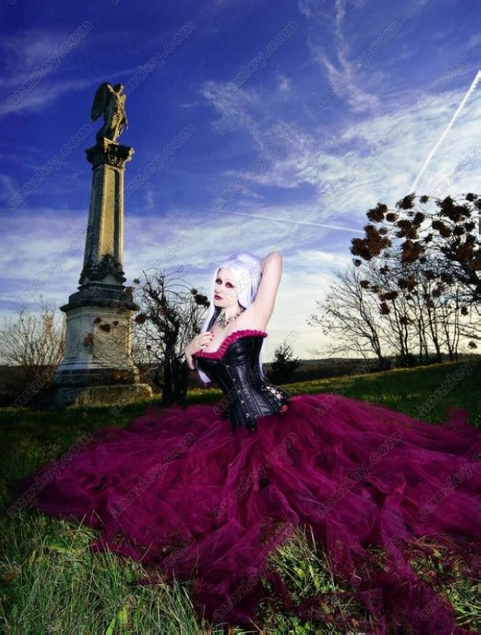 New Fashion 2013 Sexy Women's Luxury Genuine Cowhide Leather Corset Top With Maxi Pleated Gothic Skirt Dresses Outfit