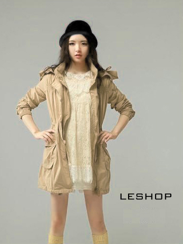 New Fashion 2013 spring leshop tooling medium-long trench outerwear female Free shipping
