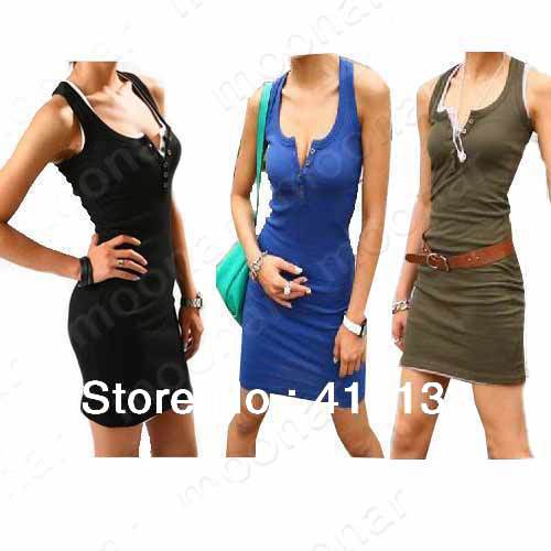New Fashion 2013 Women's Casual Slim Free Size Sleeveless Mini Dress Nightclub Sexy Dresses E0689