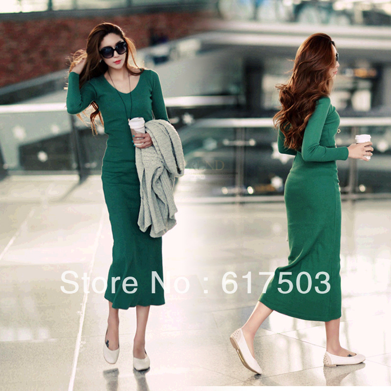 new fashion autumn and winter long-sleeve sexy women maxi dress  bohemia full dress free shipping