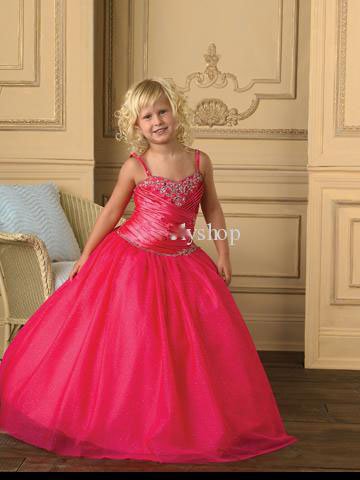 New Fashion beaded lace up A-line Flower Girl Dress Junior Bridesmaid Dress