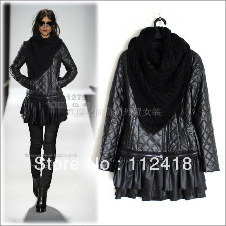 New Fashion designer women Novelty PU leather fur coat