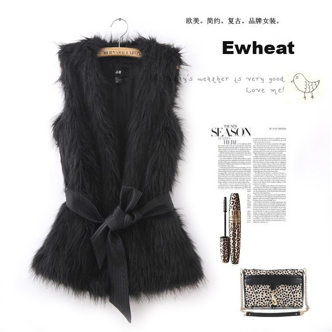 New fashion Fashion elegant faux medium-long lacing vest female black